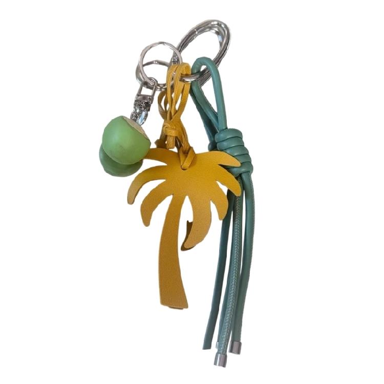 Colorful Coconut Tree Keyring Travel Accessory Alloy And Leather Rope Keychain With Summer Island Accent