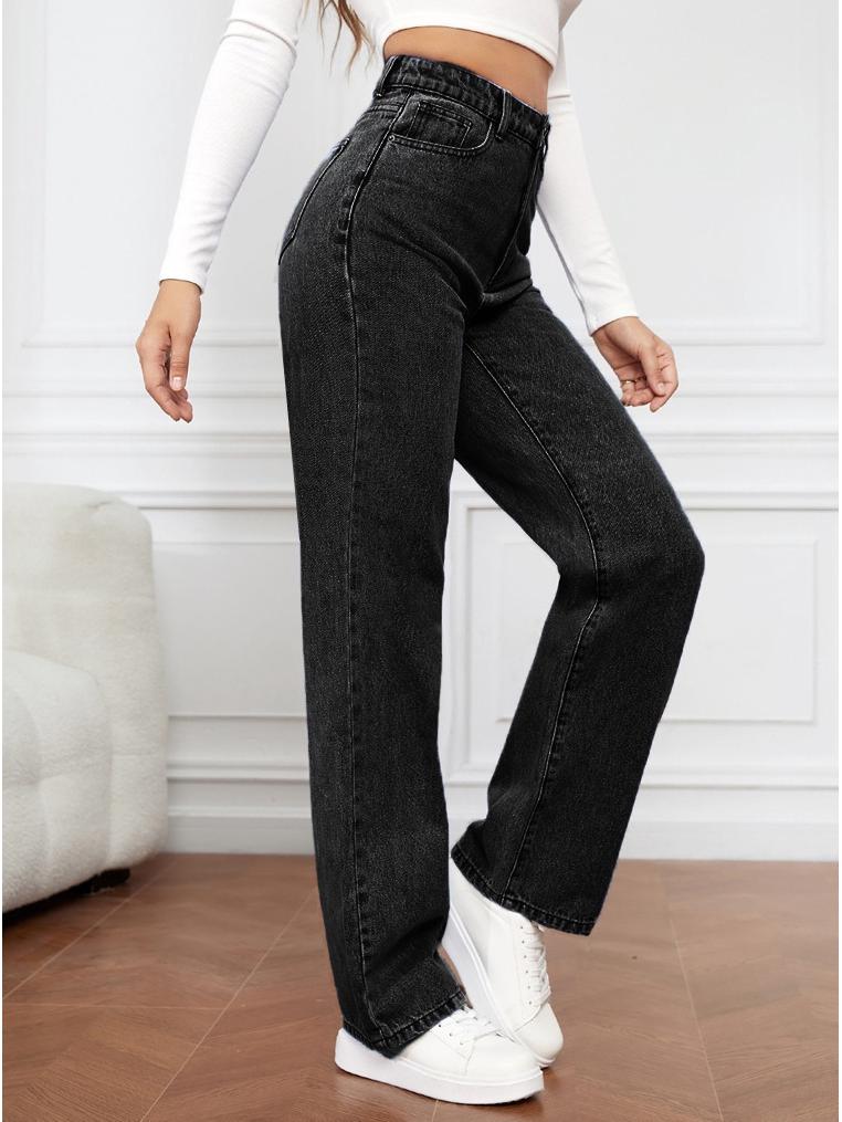 High Waist Women's Light Wash Wide Leg Jeans - Plus Size Casual Fit