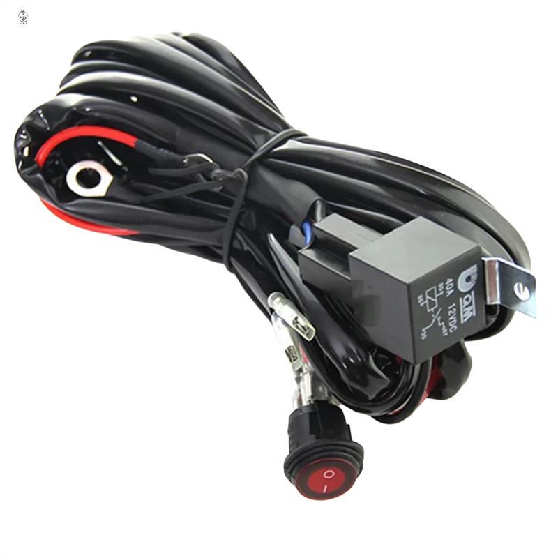 Motorcycle 300W LED Light Bar Wire Harness 12V 40A Light Bar Wire Harness Waterproof On/Off Switch Round Switch