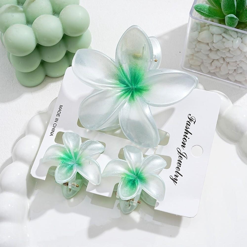 3Pcs/Set Hair Accessories Ponytail Clip Gradient Hairpin Plumeria Hawaiian Headwear Beach