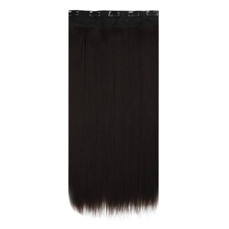 MISS WIG Synthetic 5 Clips In Hair Extensions Long Straight Natural Golden Brown Or Dark Clip In Hair Extensions For Women Daily Hair