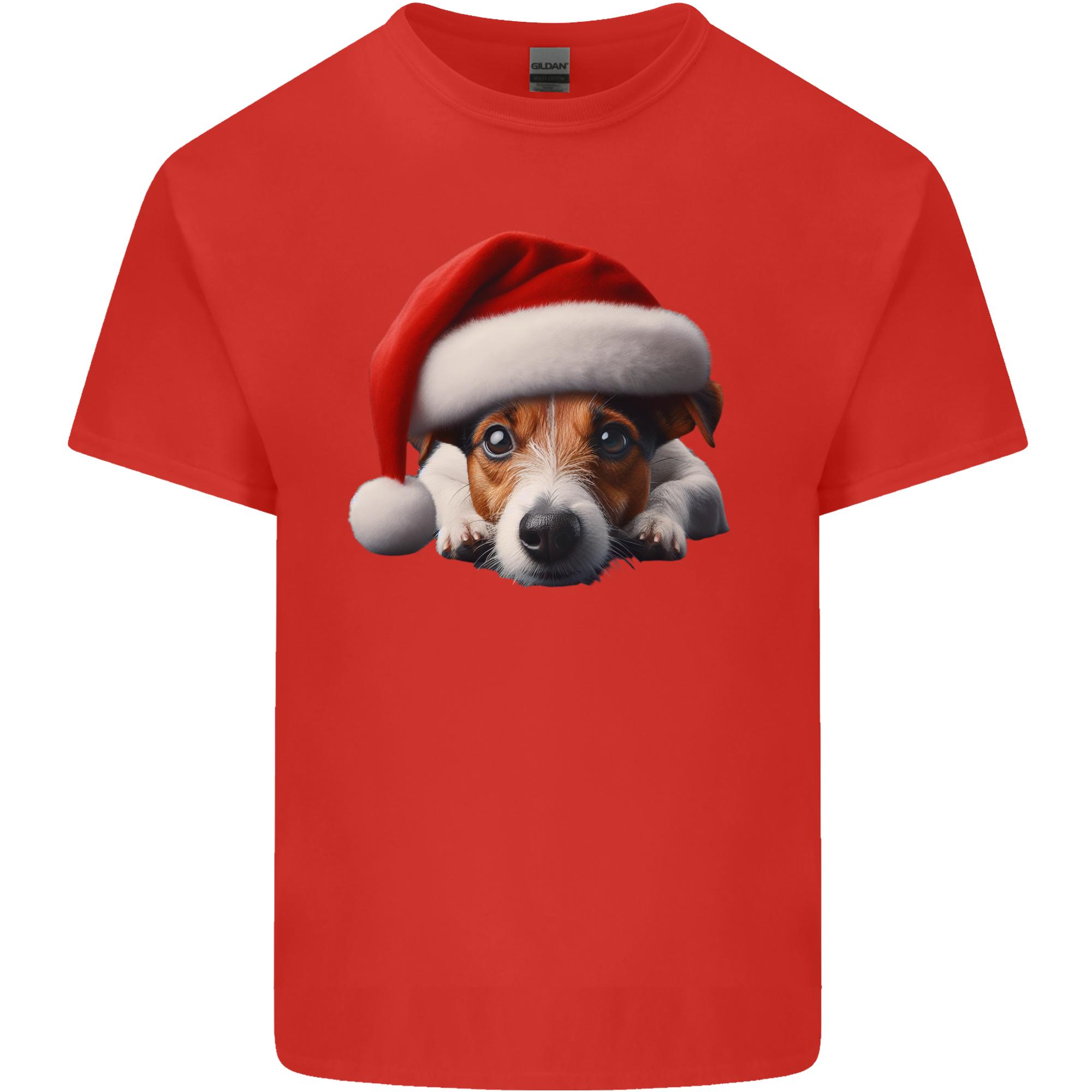 Christmas Jack Russell Wearing an Xmas Hat Dog Unisexs Light Cotton TShirt S