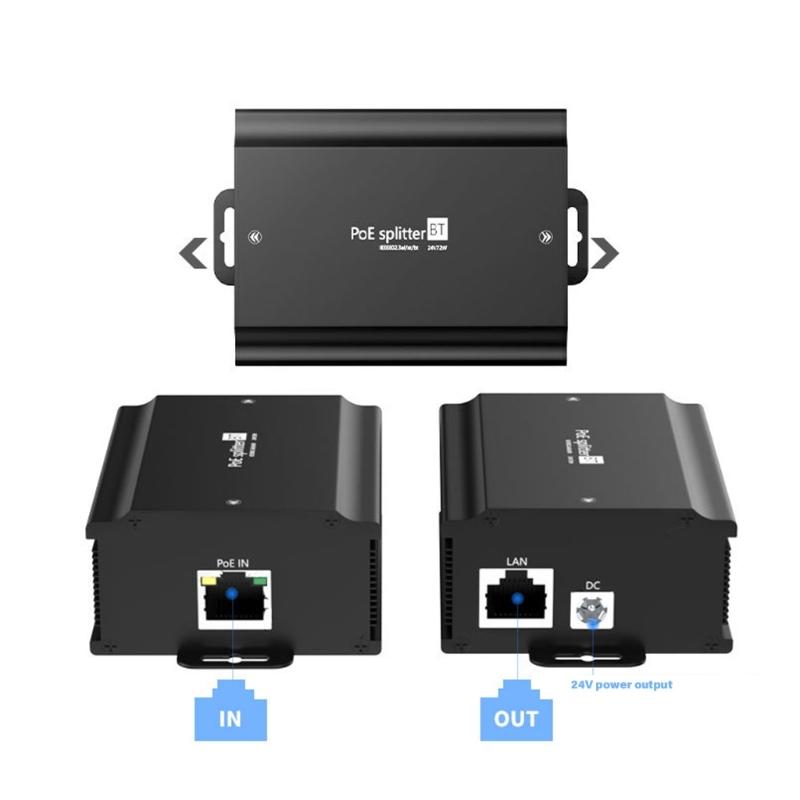 Gigabit POE Splitter 48V To 24V 3A Converter Gigabit Data Transmission For Security Camera Networking Accessories