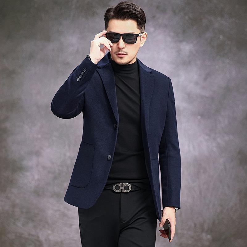 Men`s Silk-Cashmere Wool Suit with Down