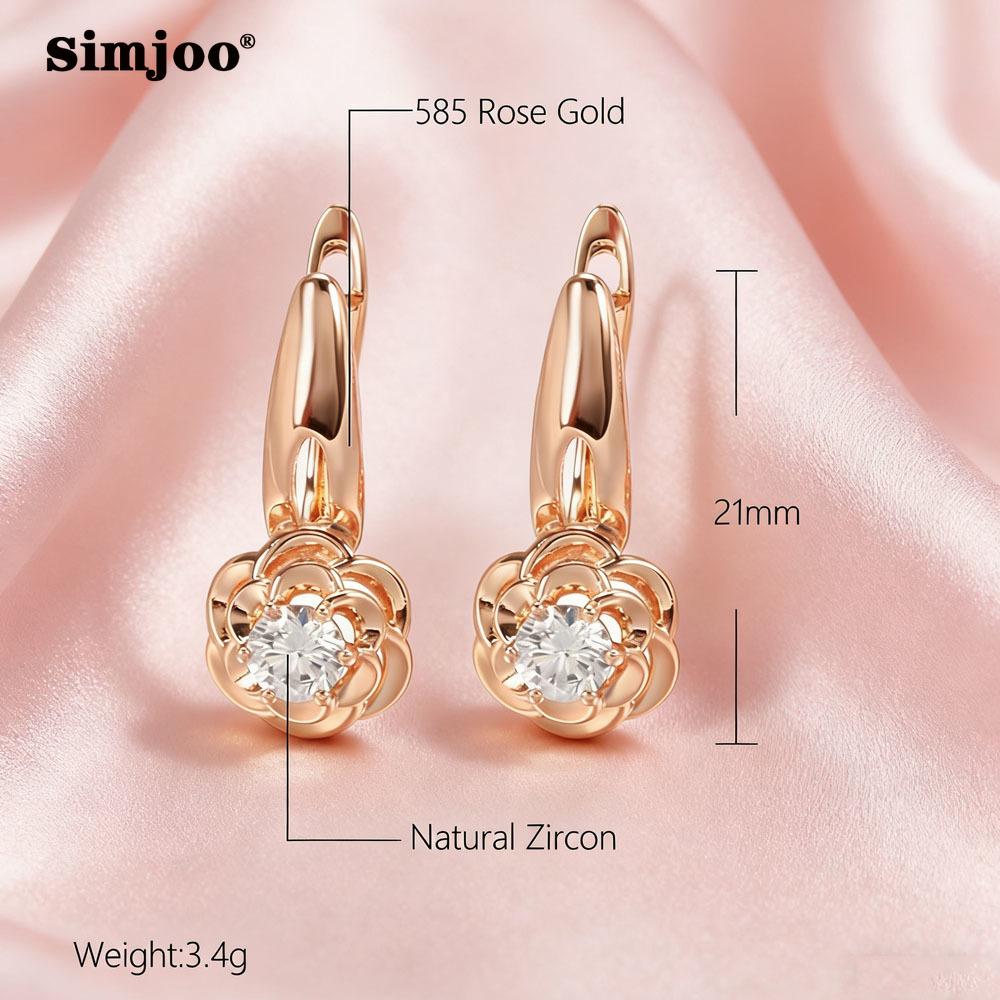 SIMJOO Rose Gold Color Fashionable Geometric Shape Noble Women's Stone Earrings Pendants