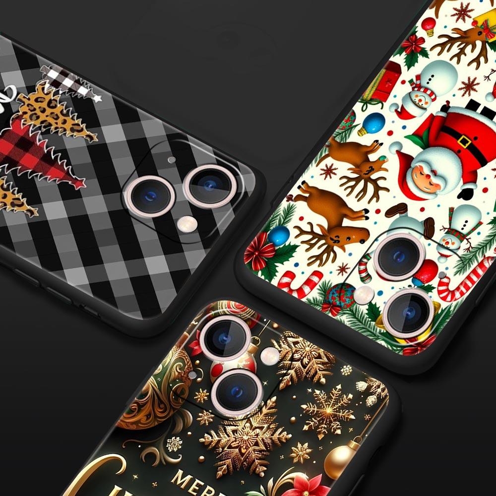 Frohe Weihnachten Handyhülle Cover für iPhone 17 16 15 14 13 12 Pro Max 11 Pro Max 17 AIR Plus Stoßfest Weiche TPU Hülle Funda Tasche