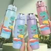 1PC Surfing Dinosaur Ocean Kid Pattern 750ml Color Plastic Sports Water Bottle Leakproof Flip Straw Lid Suitable for Sports Office Home Use