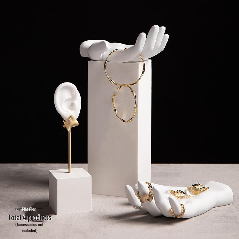Handcrafted Plaster Hand Jewelry Display Stand - Earring Holder Ornament