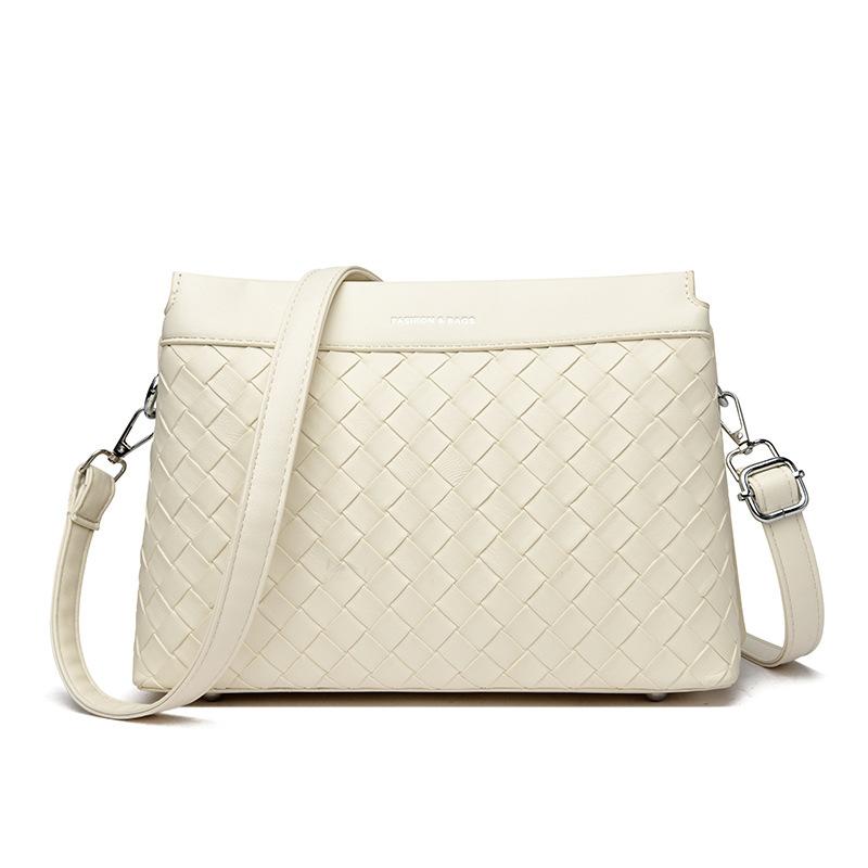 Niche versatile woven pattern messenger bag women's new solid color shoulder bag texture commuter simple small square bag