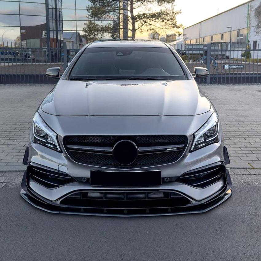 Gloss Black Front Bumper Lip Diffuser Spoiler For Mercedes-Benz CLA-Class C117 CLA200 260 CLA45 AMG 2016-2019