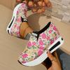 Fashion Fashion Floral Printed Platform Sneakers for Women Height Increasing Hidden Wedge Casual Shoes Woman Thick Sole Slip On Sneakers