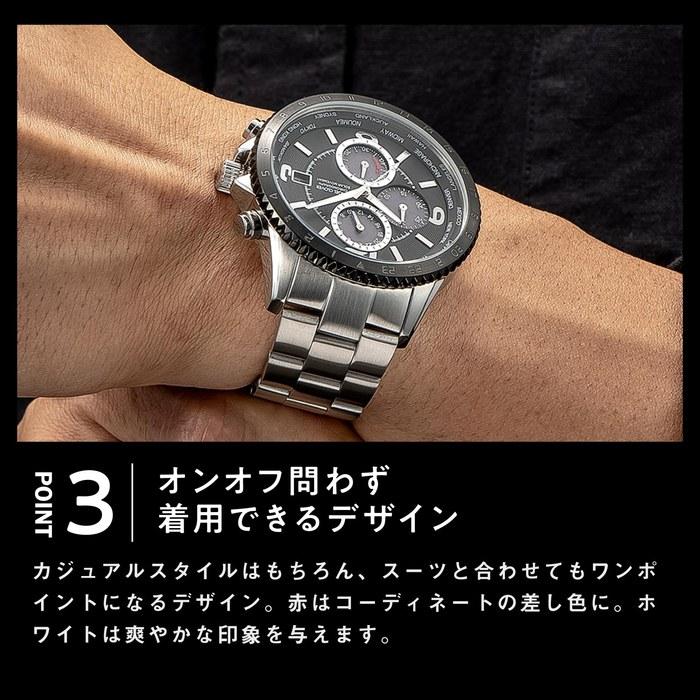 AngelClover Men's Watch MONDO SOLAR NMOS44SBBK-BK Solar 100m Waterproof Black Dial Stainless Steel Black Leather