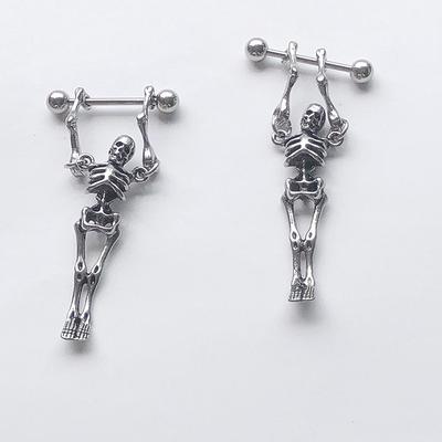 Titanium Steel Stud Punk Style Street Barbell Earrings Skull Earrings Men Women Earring