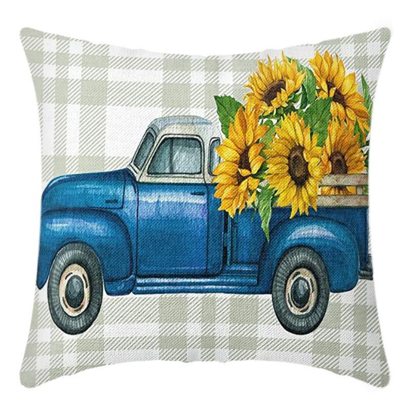Printed Sunflower Nordic Fresh Home Cotton and Linen Pastoral Style Pillow Living Room Sofa B&B Bay Window Large Cushion Cover