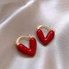 Orecchini pendenti geometrici a forma di cuore di fragola rossi: Elegante Gioielli Aghi d'Argento Retrò