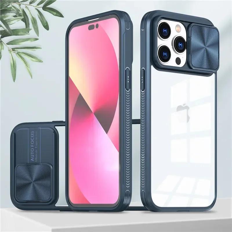 Slide Camera Lens Protection Phone Case For iPhone16 15 14 12 11 13 Pro Max 16 Plus Soft Liquid Silicone Shockproof Clear Cover