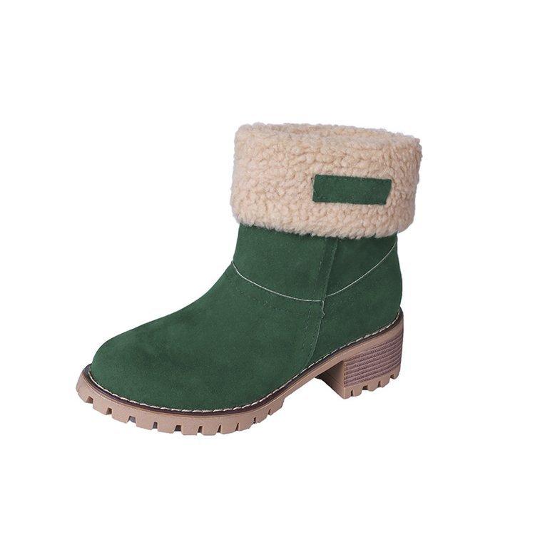 New large-size women's boots, medium tube, two warm boots, comfortable two cotton lint suede boots, snow boots.