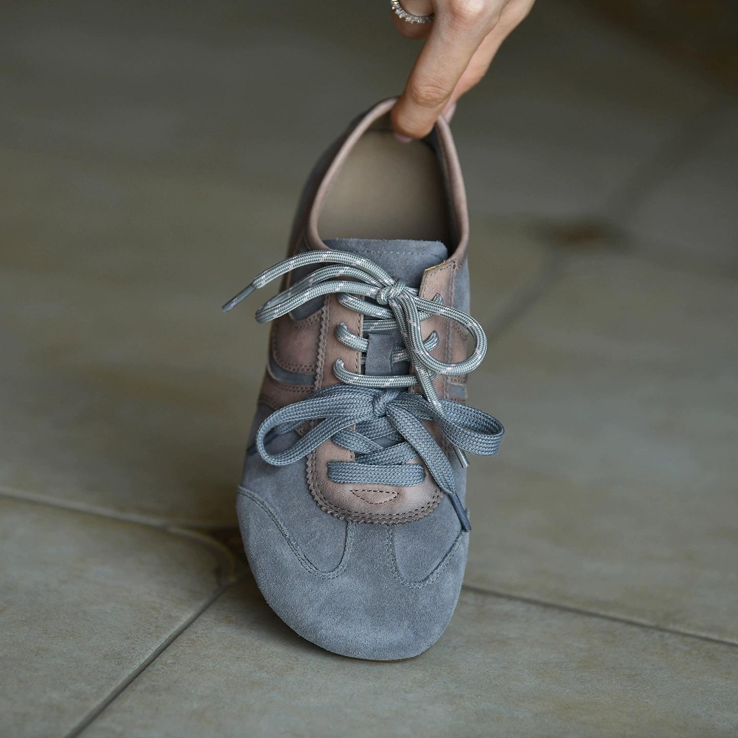 

Cow anti-velvet leather retro new casual sports shoes flat shoes women s color matching 40 серый