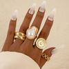 Design Geometric Baroque Pearl Ring Alloy Flower Dripping Branch Ring Set
