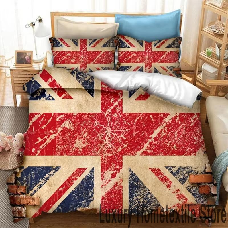 New 3D Print Britain United Kingdom Flag Bedding Set Double Twin King Duvet Cover Comforter Pillowcase Boys Girls Adults Bedroom