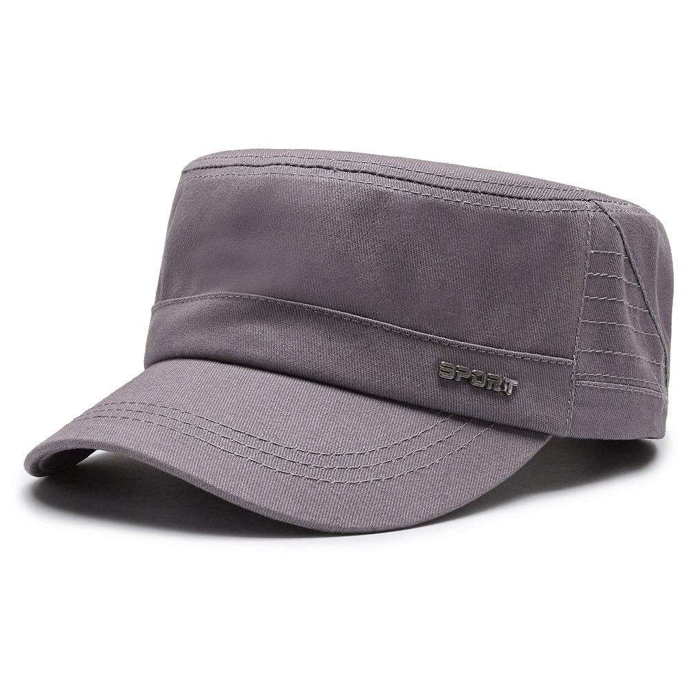 

Solid Color Flat Top Hat Adjustable Men’s Sun Hat Vintage Flat Peaked Cap Outdoor сірий