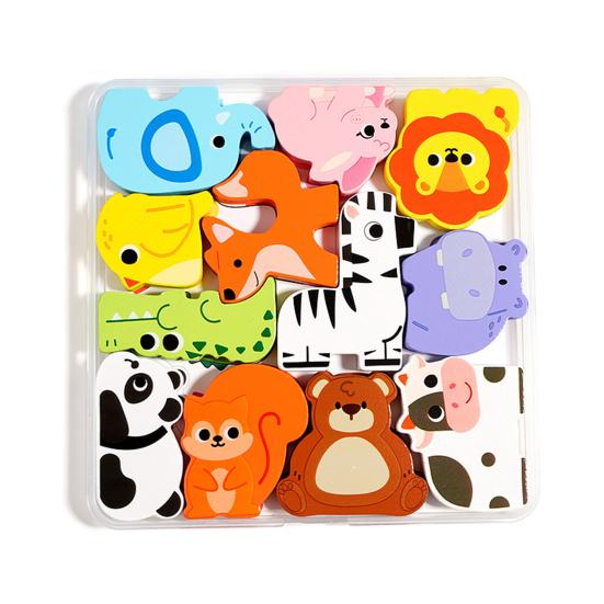 

1 Набор Деревянный Строительный Блок Пазл 3D Мультяшный Динозавр Животное Транспорт Продукты Малыши Дошкольное Обучение Образовательный Пазл Игрушка B