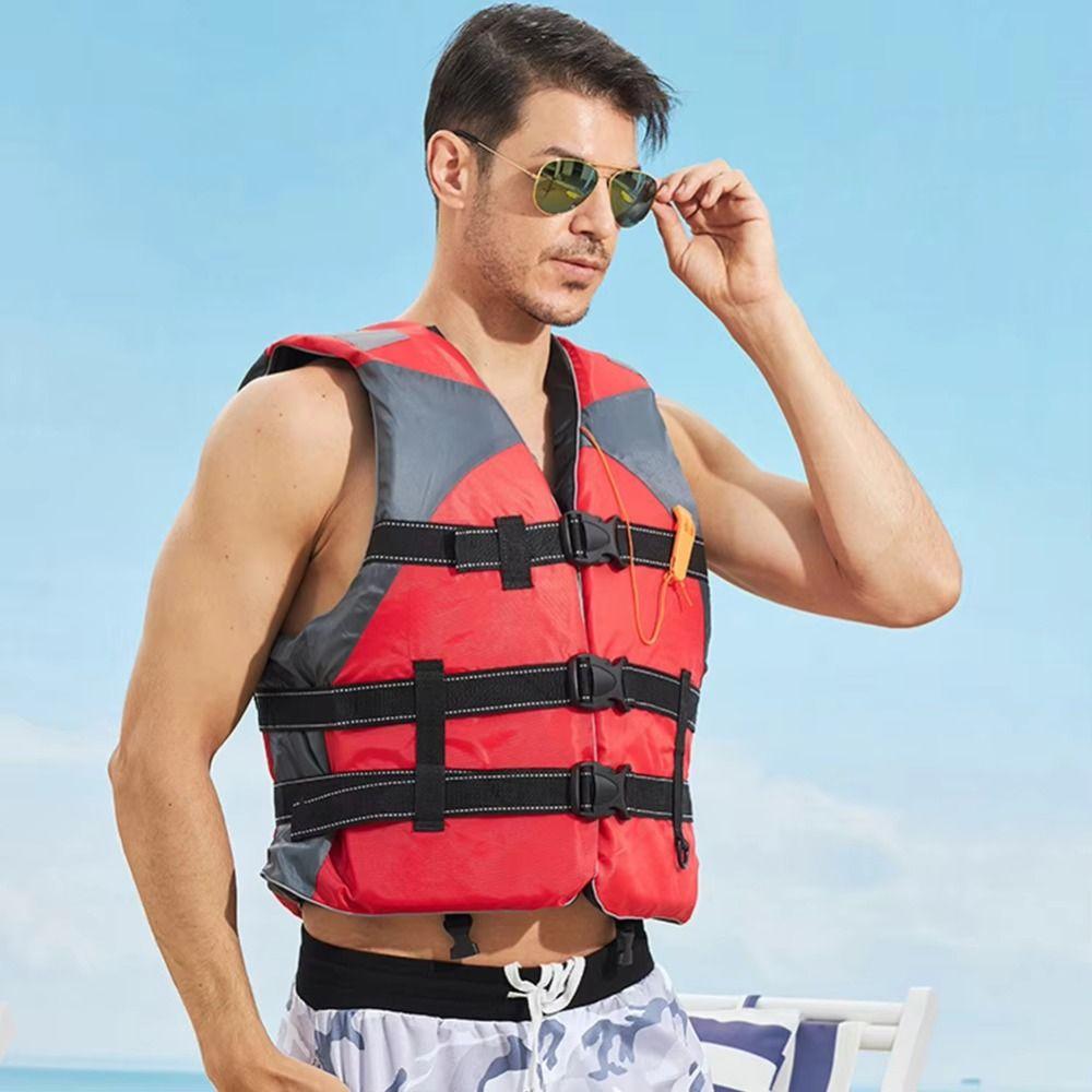 Waterproof Adults Life Jacket Easily Adjustable Aid Safety Jacket Water Sport Vest Emergency