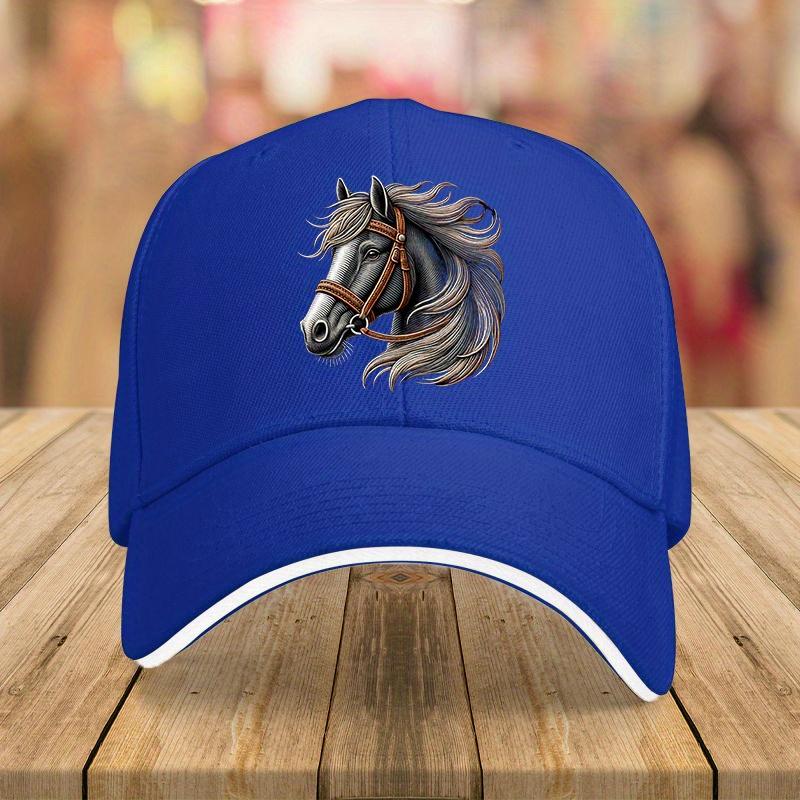 Horse Head Equestrian Graphic Baseball Cap Polyester Adult Outdoor Adjustable Sun Protection