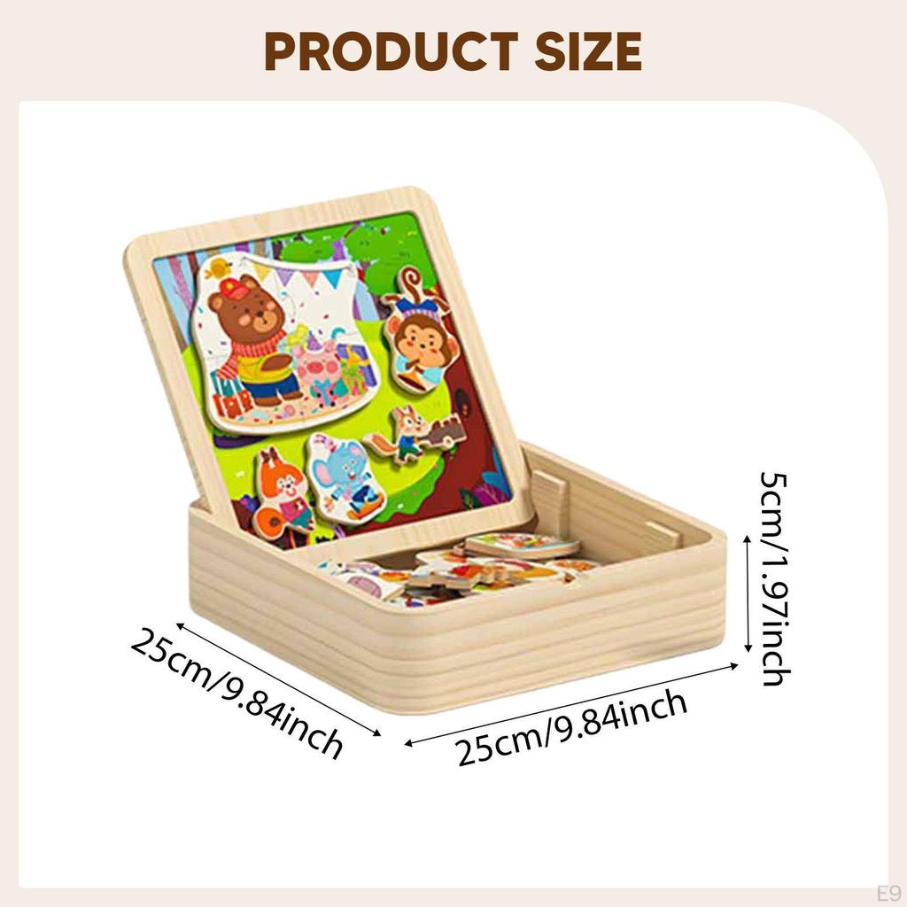2 in 1 Wooden Toddler Puzzle Drawing Board Children for 46 Years Boys Girls Style A