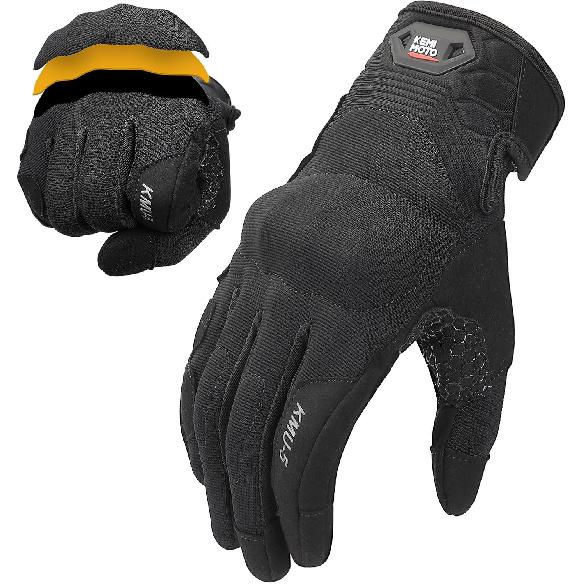 

KEMIMOTO Motorcycle Gloves for Men with Built-in PU Foam Shell, Touchscreen Anti-Slip Dirt Bike Gloves for Motorbike Riding, Racing, Cycling, ATV, XX-Large чорний