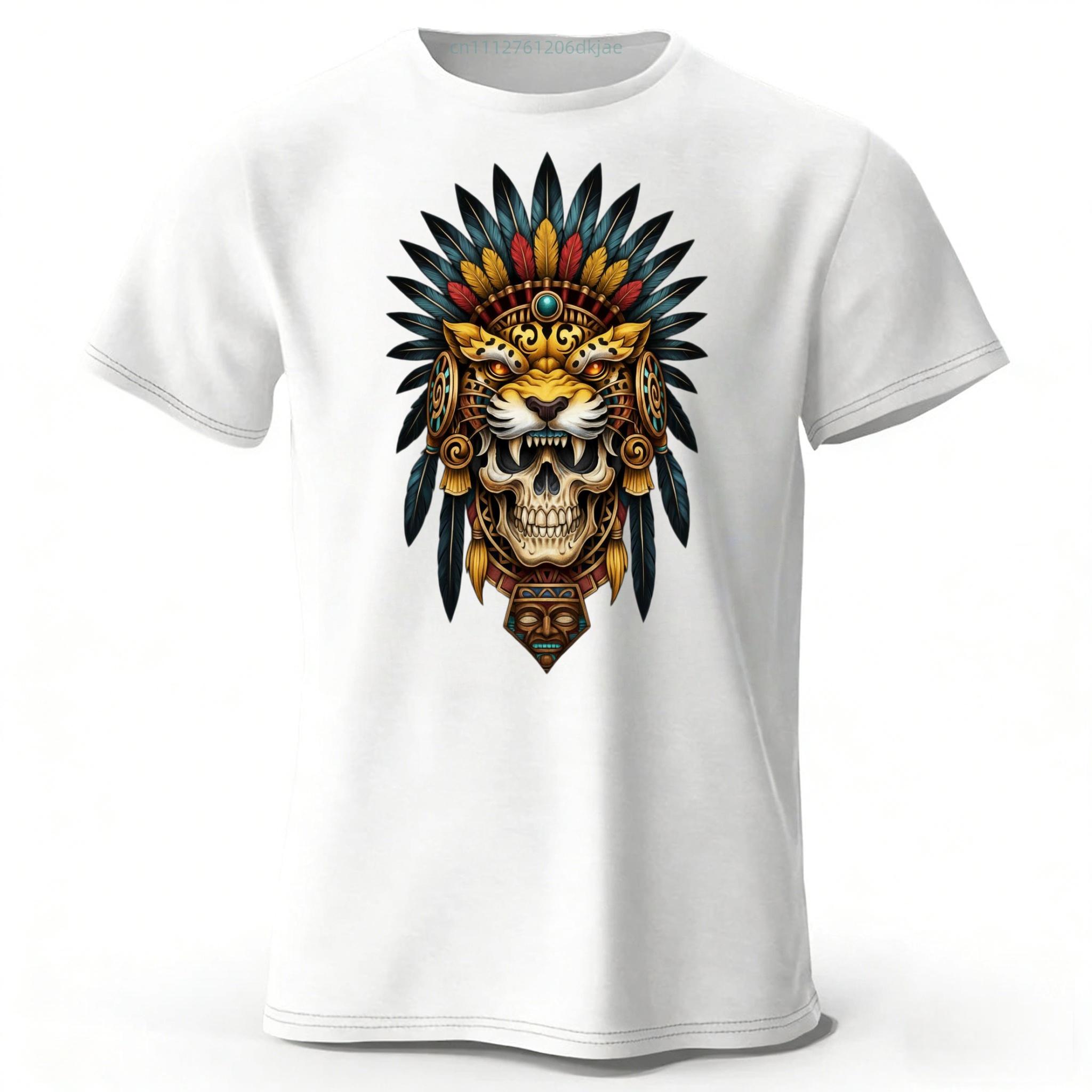 

Fashionable South American Tribal Printed Pure Cotton Short Sleeved Shirt with Multiple Color Options for Mens Casual Tshirt 3XL