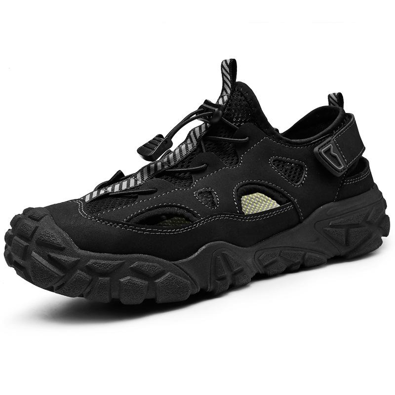 Men s 2025 Trendy Closed-Toe Outdoor Sandals - Breathable Summer Beach Shoes US 11.5 чёрный