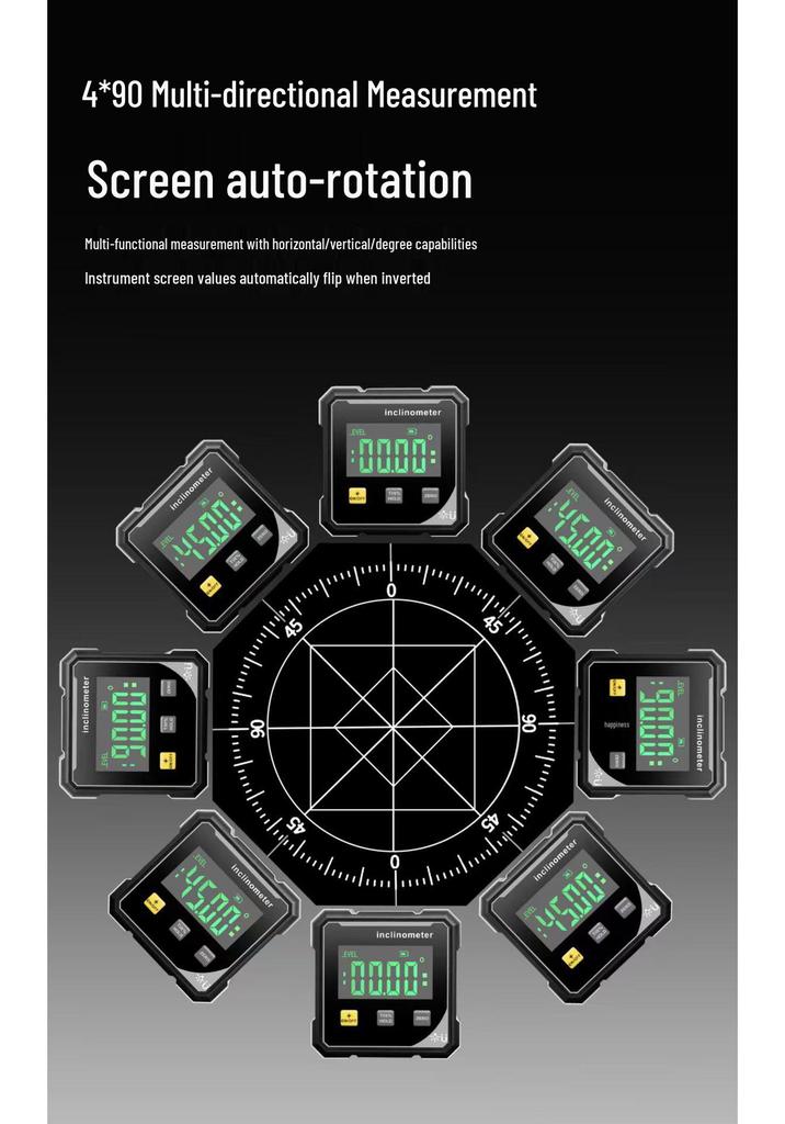 Green Light Double-Sided Laser Digital Inclinometer with Four-Sided Strong Magnet - High-Precision Digital Level In Stock
