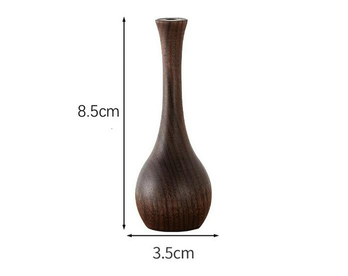 Black Pepper Aromatherapy Flower Vase Diffuser - Retro Wood Table Decoration with Essential Oil Fragrance Holder