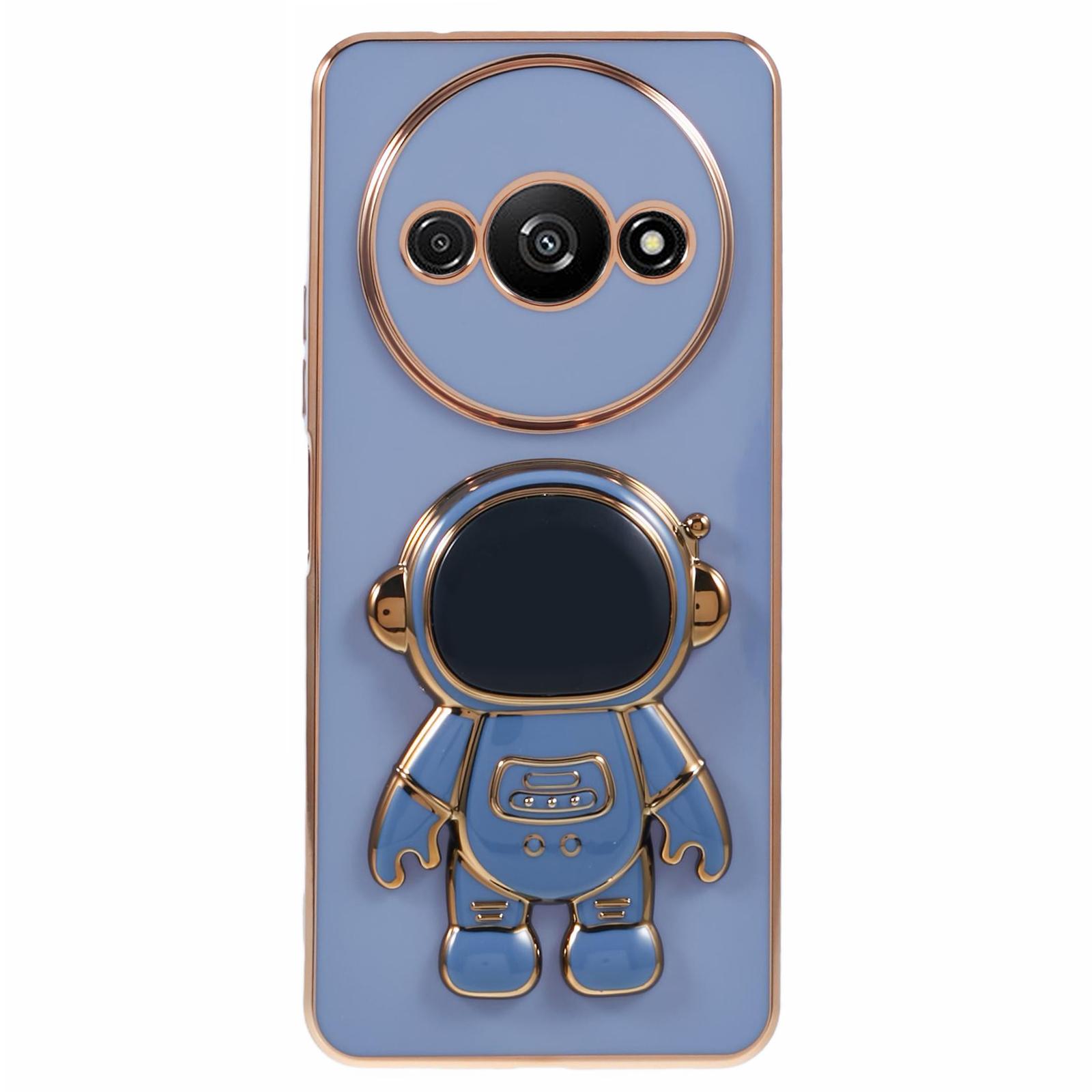 

For Xiaomi Redmi A3 4G/Poco C61 4G Electroplating Case Astronaut Kickstand Design TPU Phone Cover Grey