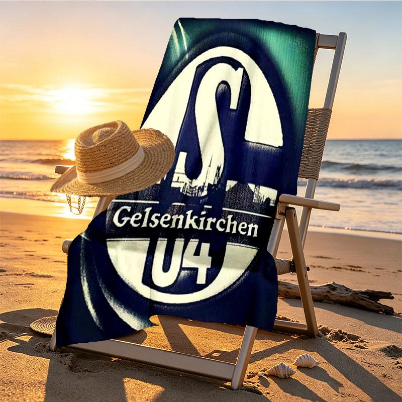 FC Schalke 04 Print Beach Towel Design, Soft, Lightweight. for Home Bathroom, Spa, Pool, Yoga, Surfing, Camping, Gift for Family, Friend