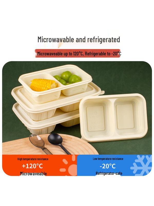 ZISIZ 2-Compartment Biodegradable Microwave Lunch Box