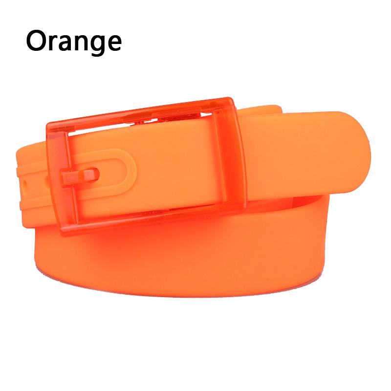 Women Men Belt Adjustable Silicone Candy Color Jelly Rubber Waistband Plastic Buckle