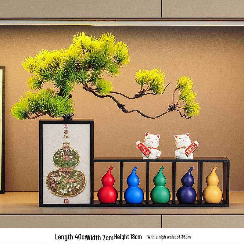 Seven-Color Gourd Ornament: Lucky Cat Decoration for Entrance, Hall, or TV Cabinet