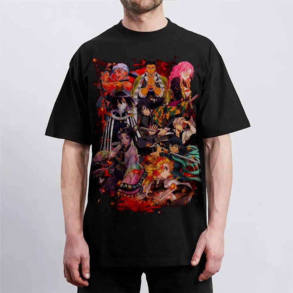 T-shirt Demon Slayer Uomo Cotone Puro Casual Girocollo Manica Corta Abbigliamento Estivo Sportivo Casual Top a Manica Corta