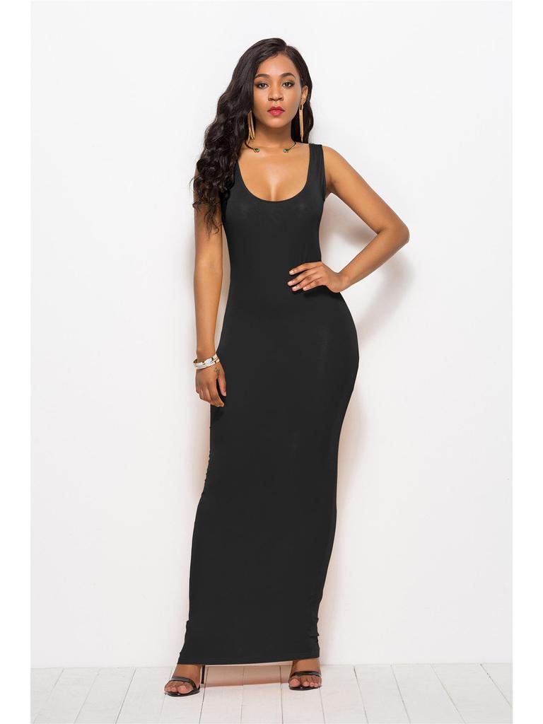 Solid Color Slim Fit Women's Long Vest Dress - Multi-size & Multi-color
