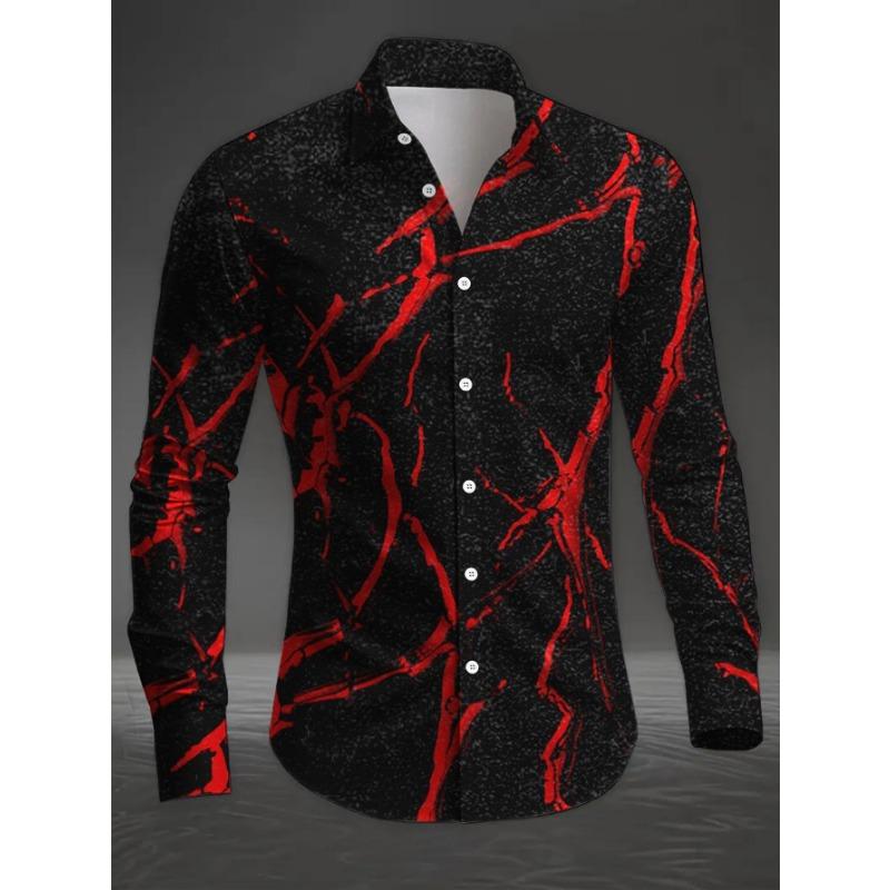 Casual Men's Shirt Comfortable and Versatile Men's Digital Print Coded Long Sleeve Shirt, Party Club Wear