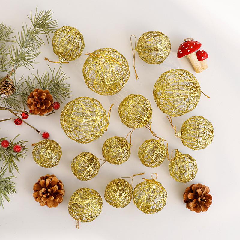 Christmas Ball Decoration Set With Metallic Hollow Ornaments For Holiday Home Decor