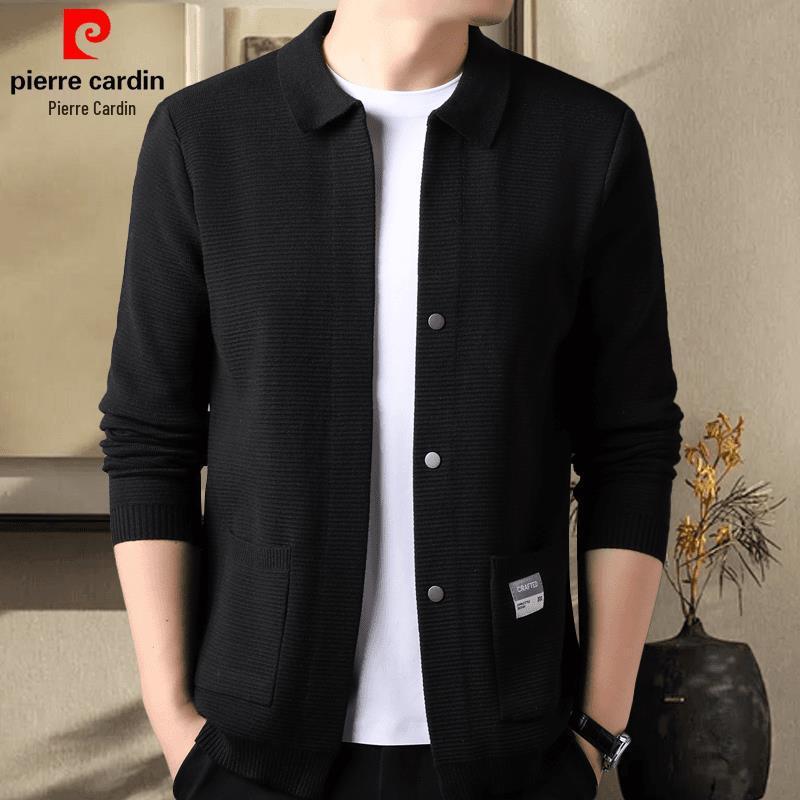 Pierre Cardin Men's Long-Sleeve Knit Cardigan Jacket for Spring and Autumn