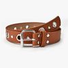 Womens Faux Fashionable Leather Punk Belt With Unique Eyelet Buckle And Riveted Accents