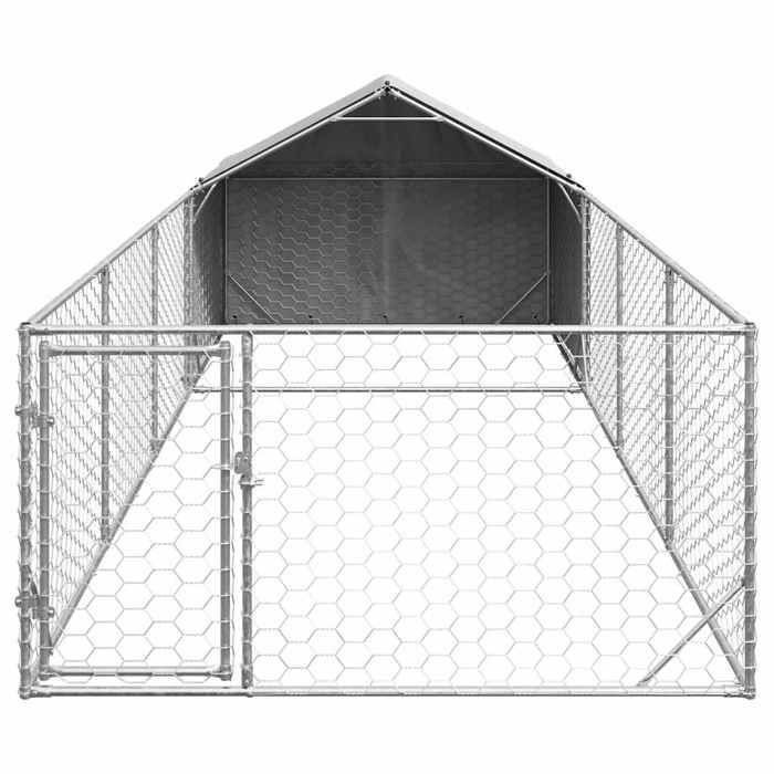VidaXL Niche d'extérieur pour chien enclos 7x2x1,5 m acier galvanisé, cage de chien d'extérieur, grande cage de chien, niche 3329237