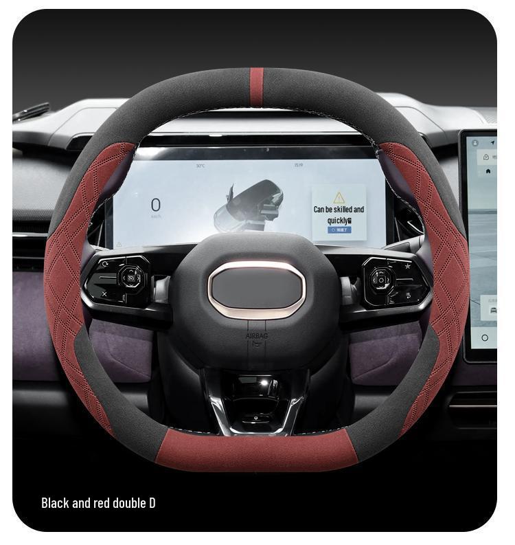 Lotus ELETRE/EMEYA Winter Steering Wheel Cover, Ultra-thin, Non-slip, Sweat-Absorbing, Flocking Handle