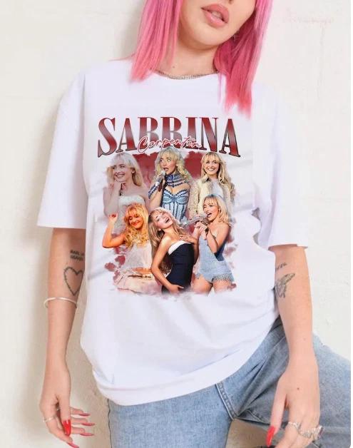 Sabrina Carpenter Oversized T-Shirt: Black Cotton Unisex Tee L