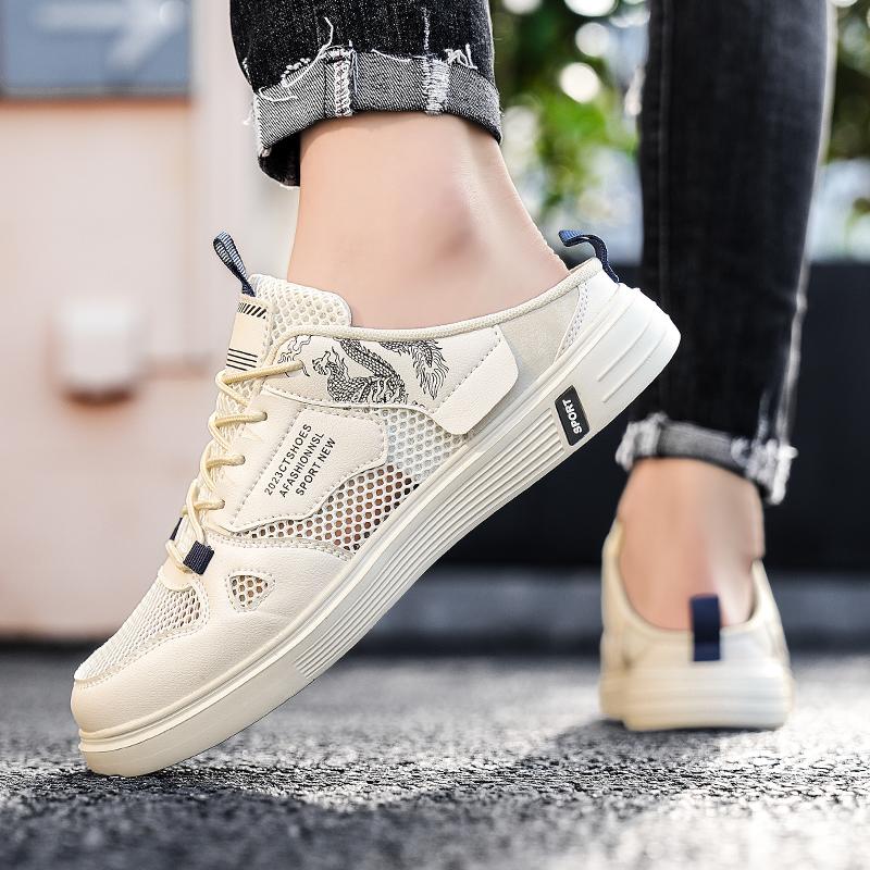 Men’s Sports Shoes Summer Backless Clogs Mules Casual Slippers Sneakers Students Sandals Over Sized