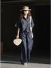 Louvre Summer Korean Retro Wide-Leg Breathable Sun Protection Jeans for Women